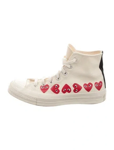 Pre-owned Comme Des Garçons Play X Converse Canvas Graphic Print Sneakers In Neutrals