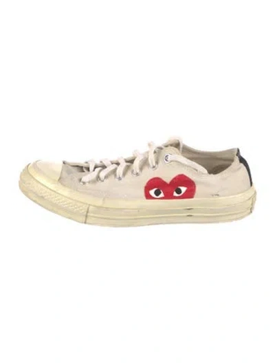 Pre-owned Comme Des Garçons Play X Converse Canvas Graphic Print Sneakers In Neutrals
