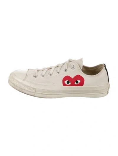 Pre-owned Comme Des Garçons Play X Converse Canvas Graphic Print Sneakers In Neutrals