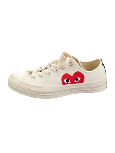 Pre-owned Comme Des Garçons Play X Converse Canvas Graphic Print Sneakers In Neutrals