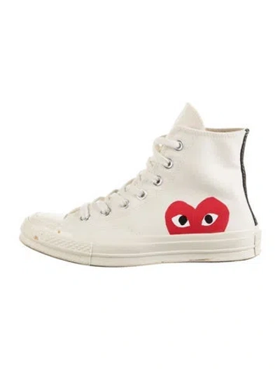 Pre-owned Comme Des Garçons Play X Converse Canvas Graphic Print Sneakers In Neutrals