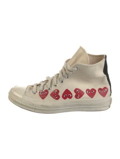 Pre-owned Comme Des Garçons Play X Converse Canvas Graphic Print Sneakers In Neutrals