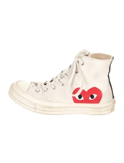 Pre-owned Comme Des Garçons Play X Converse Canvas Graphic Print Sneakers In Neutrals