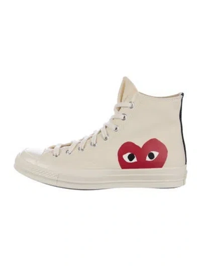 Pre-owned Comme Des Garçons Play X Converse Canvas Graphic Print Sneakers In Neutrals