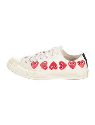 Pre-owned Comme Des Garçons Play X Converse Canvas Graphic Print Sneakers In Neutrals