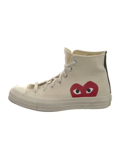 Pre-owned Comme Des Garçons Play X Converse Canvas Graphic Print Sneakers In Neutrals