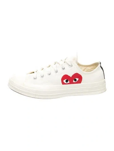 Pre-owned Comme Des Garçons Play X Converse Canvas Graphic Print Sneakers In Neutrals