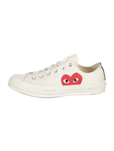 Pre-owned Comme Des Garçons Play X Converse Canvas Graphic Print Sneakers In Neutrals