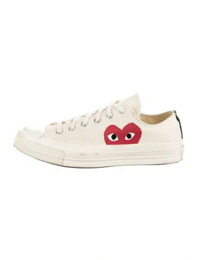 Pre-owned Comme Des Garçons Play X Converse Canvas Graphic Print Sneakers In Neutrals