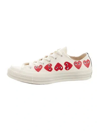 Pre-owned Comme Des Garçons Play X Converse Canvas Graphic Print Sneakers In Neutrals