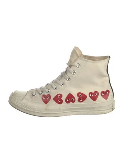 Pre-owned Comme Des Garçons Play X Converse Canvas Graphic Print Sneakers In Neutrals