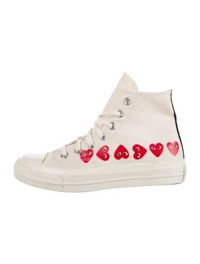 Pre-owned Comme Des Garçons Play X Converse Canvas Graphic Print Sneakers In Neutrals
