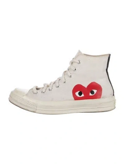 Pre-owned Comme Des Garçons Play X Converse Canvas Graphic Print Sneakers In Neutrals