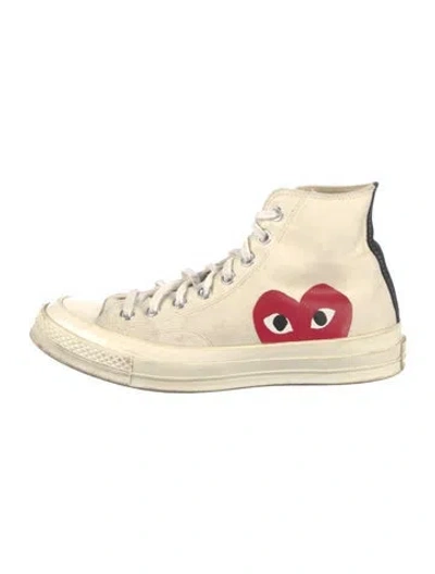 Pre-owned Comme Des Garçons Play X Converse Canvas Graphic Print Sneakers In Neutrals