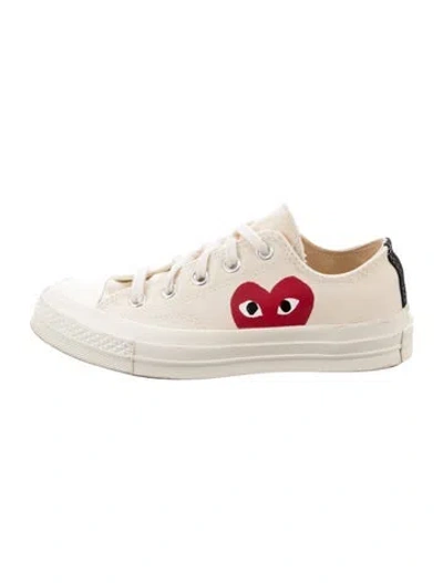 Pre-owned Comme Des Garçons Play X Converse Canvas Graphic Print Sneakers In Neutrals