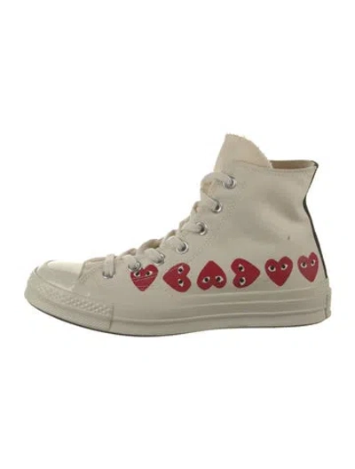 Pre-owned Comme Des Garçons Play X Converse Canvas Graphic Print Sneakers In Neutrals