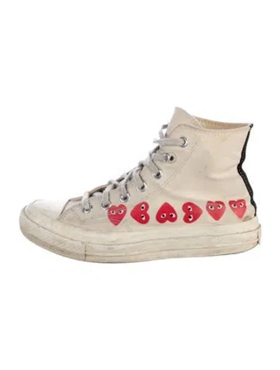 Pre-owned Comme Des Garçons Play X Converse Canvas Graphic Print Sneakers In Neutrals