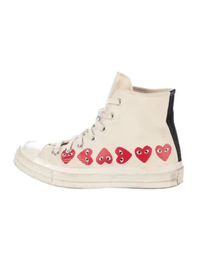 Pre-owned Comme Des Garçons Play X Converse Canvas Graphic Print Sneakers In Neutrals