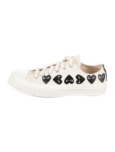Pre-owned Comme Des Garçons Play X Converse Canvas Graphic Print Sneakers In Neutrals
