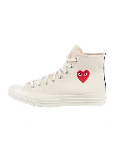 Pre-owned Comme Des Garçons Play X Converse Canvas Graphic Print Sneakers In Neutrals