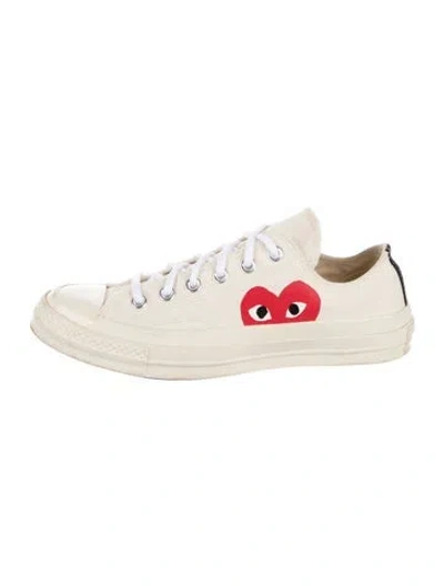 Pre-owned Comme Des Garçons Play X Converse Canvas Graphic Print Sneakers In Neutrals