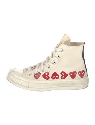 Pre-owned Comme Des Garçons Play X Converse Canvas Graphic Print Sneakers In Neutrals