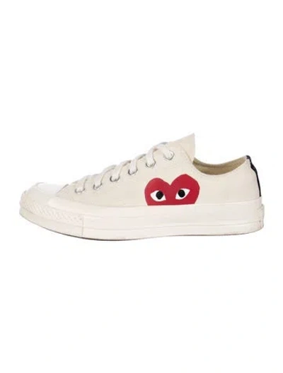 Pre-owned Comme Des Garçons Play X Converse Canvas Graphic Print Sneakers In Neutrals