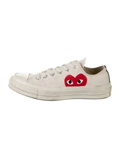 Pre-owned Comme Des Garçons Play X Converse Canvas Graphic Print Sneakers In Neutrals