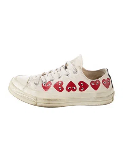 Pre-owned Comme Des Garçons Play X Converse Canvas Graphic Print Sneakers In Neutrals