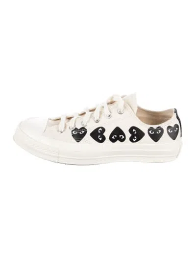 Pre-owned Comme Des Garçons Play X Converse Canvas Graphic Print Sneakers In Neutrals
