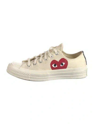 Pre-owned Comme Des Garçons Play X Converse Canvas Graphic Print Sneakers In Neutrals/red