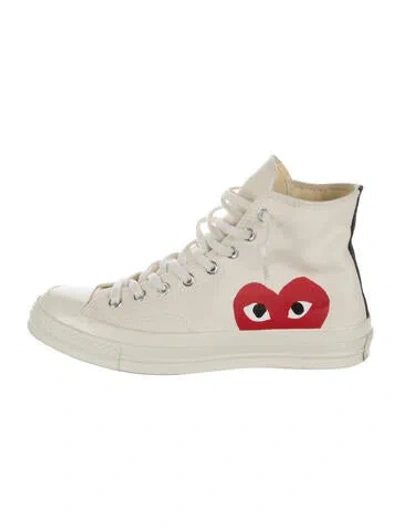 Pre-owned Comme Des Garçons Play X Converse Canvas Graphic Print Sneakers In Neutrals/red