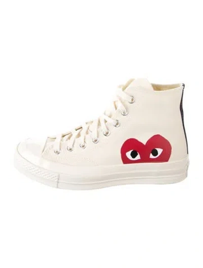 Pre-owned Comme Des Garçons Play X Converse Canvas Graphic Print Sneakers W/ Tags In Neutrals