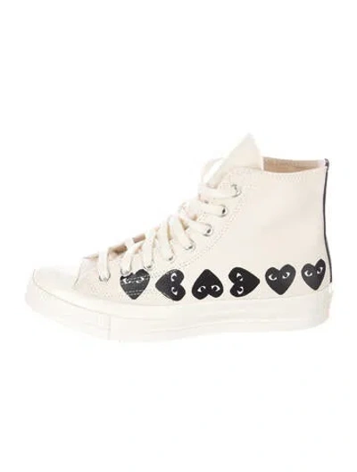 Pre-owned Comme Des Garçons Play X Converse Canvas Graphic Print Sneakers W/ Tags In Neutrals