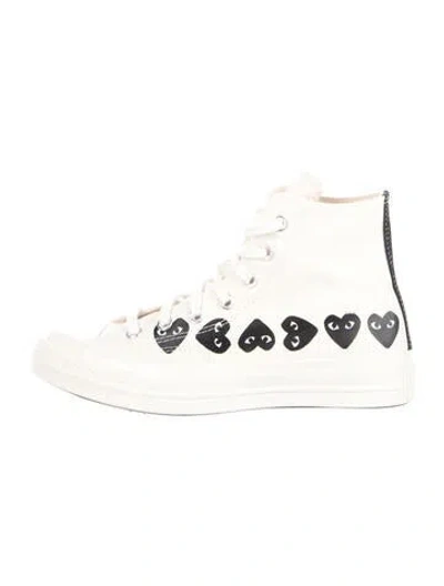 Pre-owned Comme Des Garçons Play X Converse Canvas Graphic Print Sneakers W/ Tags In Neutrals