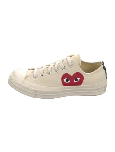 Pre-owned Comme Des Garçons Play X Converse Canvas Graphic Print Sneakers In White