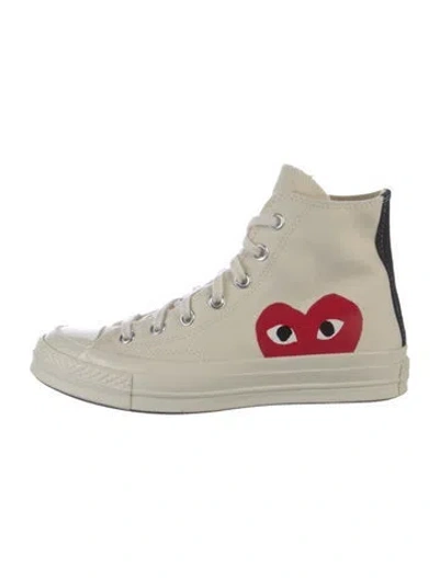 Pre-owned Comme Des Garçons Play X Converse Canvas Graphic Print Sneakers In White