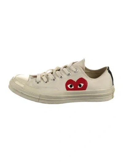 Pre-owned Comme Des Garçons Play X Converse Canvas Graphic Print Sneakers In White