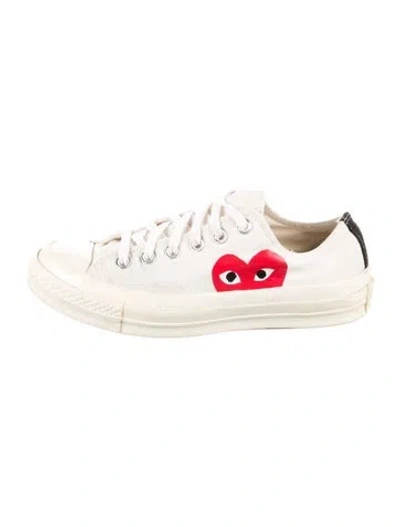 Pre-owned Comme Des Garçons Play X Converse Canvas Graphic Print Sneakers In White