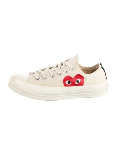 Pre-owned Comme Des Garçons Play X Converse Canvas Graphic Print Sneakers In White