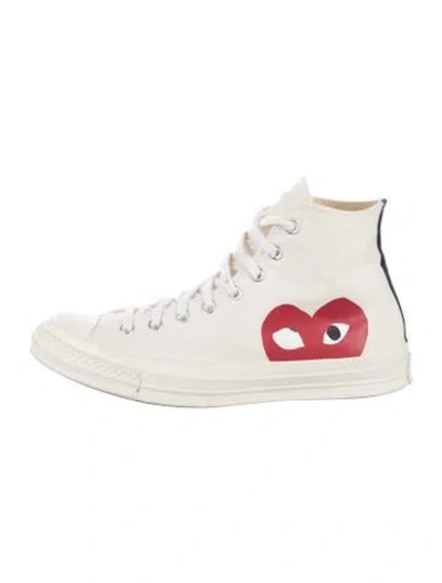 Pre-owned Comme Des Garçons Play X Converse Canvas Graphic Print Sneakers In White