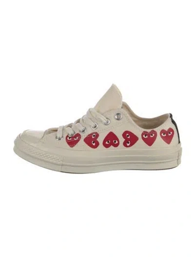 Pre-owned Comme Des Garçons Play X Converse Canvas Graphic Print Sneakers In White