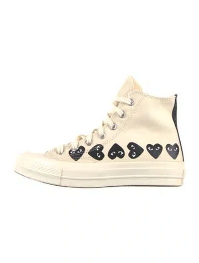Pre-owned Comme Des Garçons Play X Converse Canvas Graphic Print Sneakers In White