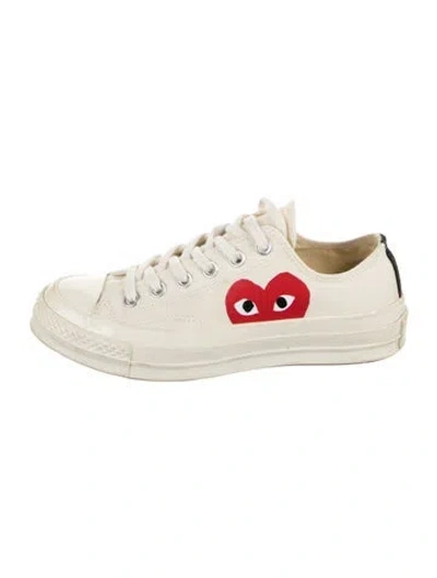 Pre-owned Comme Des Garçons Play X Converse Canvas Graphic Print Sneakers In White