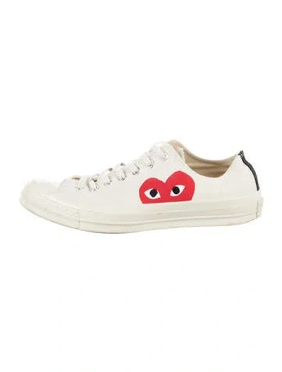 Pre-owned Comme Des Garçons Play X Converse Canvas Graphic Print Sneakers In White