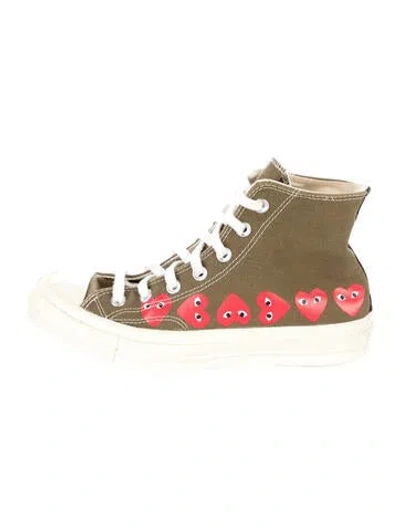 Pre-owned Comme Des Garçons Play X Converse Canvas Graphic Print Sneakers In White