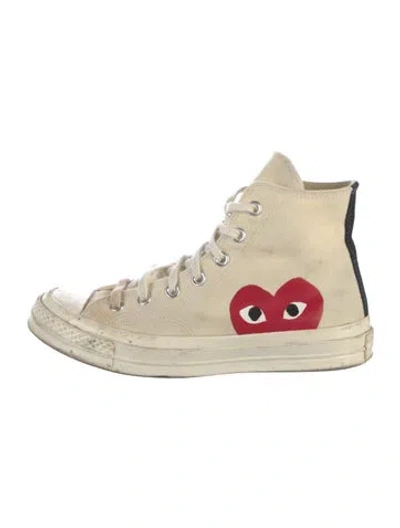 Pre-owned Comme Des Garçons Play X Converse Canvas Graphic Print Sneakers In White