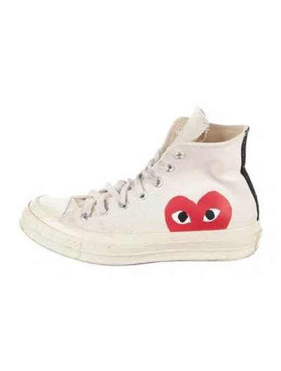 Pre-owned Comme Des Garçons Play X Converse Canvas Graphic Print Sneakers In White