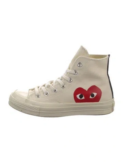 Pre-owned Comme Des Garçons Play X Converse Canvas Graphic Print Sneakers In White