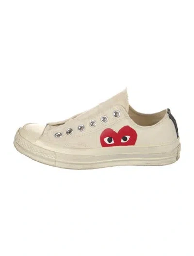Pre-owned Comme Des Garçons Play X Converse Canvas Graphic Print Sneakers In Yellow